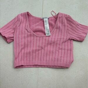 Zara Soft Pink Ribbed Top